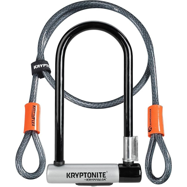 Kryptonite Kryptolok standarta velosipēda slēdzene ar Flex trosi un FlexFrame kronšteinu