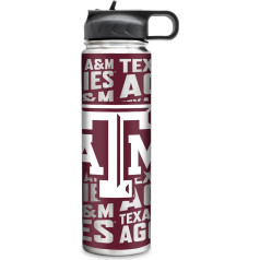 Rico Industries NCAA Texas A&M Aggies nerūsējošā tērauda krūze ar vāciņu, 625 ml, ideāli piemērota kafijai, tējai, ūdenim vai kokteiļiem