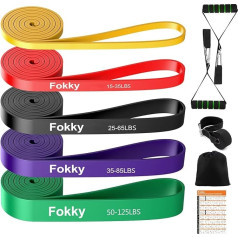 Fokky 6 komplekts fitnesa lentes, pretestības josla ar 6 spēkiem, fitnesa josla, vingrošanas lentes, pretestības joslu komplekts, durvju enkurs, somiņa un treniņu instrukcijas, sporta lentes crossfit, joga, pilates