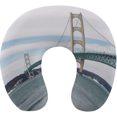 YKUDBN Ceļojumu spilvens, Mackinac Suspension Bridge Print U-veida ceļojumu spilvens Kakla spilvens Ceļojumu kakla spilvens Ceļojumu kakla spilvens Pārnēsājams spilvens Universāls ceļojumu spilvens