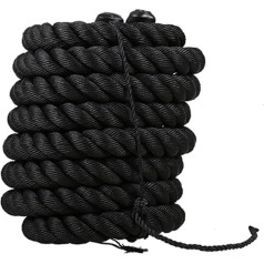 NENGGE Training Rope Battle Rope Fitness Rope Rope for Home Sports Rope Impact Rope 100% Polyester Dacron 9/12/15 Metru diametrs 38 mm / 50 mm Crossfit Strength Training Cardio Training Black 50 mm x 12 m