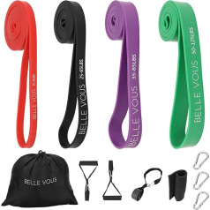 Belle Vous (4 Pack) Fitness Band Set with Carry Bag - 4 Levels Resistance Bands Strength Training, Stretching Exercises, Yoga, Pilates & Home Training - Skin-Friendly Loop Band Fitness Bands for Men