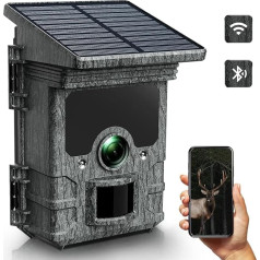 Solar Photo Trap 4K 30fps 46MP medību kamera WiFi Bluetooth medību kamera Nakts redzamības noteikšanas leņķis 120 ° ūdensizturīgs IP66 savvaļas dzīvnieku uzraudzībai