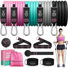 RENRANRING Resistance Bands for Training, 150lbs Exercise Bands, Workout Bands, Resistance Bands Set with Handles for Men and Women, Legs, Ankle Straps for Muscle Training