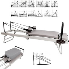 GXLDIANPU Fitnesa vingrinājumu mašīna, Pilates Reformer, Dual Resistance Spring, Roller Elevator ar trīs augstuma regulējumiem, 180 ° Multi regulējams, Plus Foot Bar, mājas trenažieru zāle apmācībai