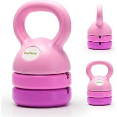 TopMade Kettlebell komplekts, 5-40 mārciņas vinila pārklājuma čuguna regulējams Kettlebell svaru komplekts Exercise Fitness Kettle Ball Dumbbell Grip Weight Kettlebells vīriešiem Sievietes Mājas sporta zāles treniņu stiprināšanas treniņš