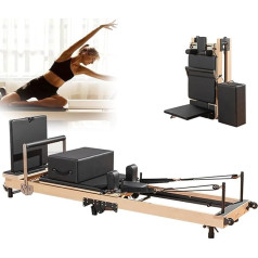 Salokāms Pilates Reformer mašīna, Koka Pilates Reformer Portable Salokāms Pilates Reformer mašīna, Mājas mācību aprīkojums