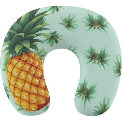 LHJKB U formas ceļojumu spilvens Memory Cotton U formas kakla spilvens Pillow Tropical Fruit Pineapple Printed Lightweight Portable Ideal for Airplane Chair, Car, Home, Office