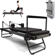 FZSERUN Pilates Reformer mašīna, daudzfunkcionāla saliekamā jogas gulta, saliekamā Pilates mašīna, fitnesa aprīkojums, iesācējiem un pieredzējušiem, 120 kg svara ietilpība