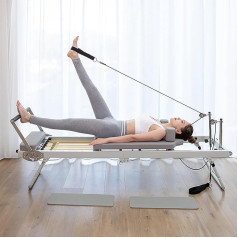 UIHECTA Salokāms pilates reformators, kompakta jogas gulta mājām, pilates vingrinājumiem, jogas studijas aprīkojums, viegli pārnēsājams un uzglabājams, svara ietilpība: 120 kg