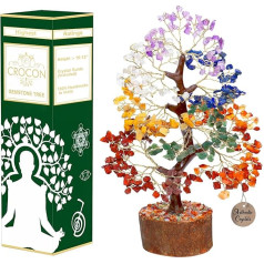 Crocon Sieben-Chakra-Kristallbaum für Edelsteine Reiki-Heilung Glücksbringer Geschenke für die Dekoration zu Hause oder im Büro spirituelle Meditation Geburtstagsgeschenk für Frauen Größe: 10-12 collas