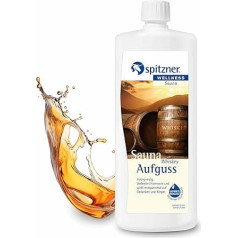 Spitzner Sauna Infusion Whiskey Woody Earthy 1000 ml - Wellness Sauna ar vīrišķīgu pirts aromātu ķermeņa un prāta atslābināšanai, dabīgas pirts eļļas.