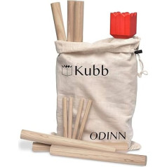 Moorland Odinn Original XXL Kubb Game with Fabric Carry Bag - Swedish Viking Outdoor Game made of Premium FSC® (Forest Stewardship Council) Certified Solid Beechwood - Swedish Chess