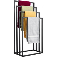 Yoka Home - Hand Towel Holder Standing Black Towel - Freestanding Stainless Steel Stand for Bathroom Standing Towel Holder with 4 Towel Bars - 45 x 29 x 94 cm