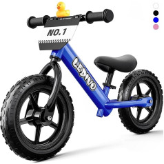 Kleinkind Laufrad 2 Jahre alt, Alter 18 Monate bis 5 Jahre alt, 12 Zoll Push Balance Bike mit individuellem Platte (3 Sets Aufkleber enthalten), Geschenk Fahrrad für 2-3 Jungen Mädchen