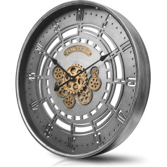 TOKTEKK 24 collu liels sienas pulkstenis ar īstiem kustīgiem zobratiem Oversized Silent Steampunk Rustic Vintage metāla sienas pulksteņi lauku mājas virtuves dzīvojamās istabas dekorēšanai