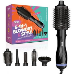 SBB 5-in-1 Blow Dry & Style karstā gaisa matu veidotājs - 1200 W karstā gaisa suku ar keramisko apaļo suku, apaļā suku birste cirtām, karstā gaisa veidotājs apjomam un izteiksmīgumam - visiem matu tipiem