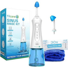 Tilcare Electric Nasal Shower - For Sinus Relief and Fight Allergies - Electric Neti Pot for Adults - Includes Towel and 30 Salt Packs