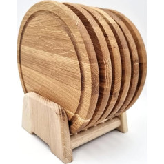 JOWE Apaļš ozolkoka uzkodu dēlis, apaļš maizes dēlis, diametrs 25 cm, brokastu dēlis, ražots Austrijā, 6 gab. komplekts