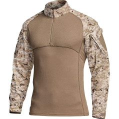 CQR Vīriešu kaujas kreklu sērija 1/4 Zip ar garām piedurknēm Camo militārais krekls Top