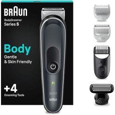 Braun Series 5 ķermeņa kopšanas ierīce / intīmā skuveklis vīriešiem, ķermeņa kopšanai un matiņu noņemšanai vīriešiem, krūtīm, padusēm, 1 - 11 mm ķemmes uzlikas, gluda skūšanās uzlikas, BG5360