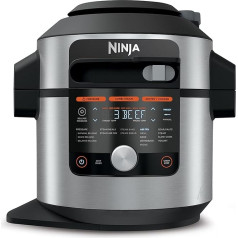 Ninja Foodi MAX 14-in-1 SmartLid Multi-Cooker [OL750EU] Spiediena katls un karstā gaisa fritēze, digitālais cepšanas termometrs, viedā gatavošanas sistēma, 7,5 litri, ietaupa līdz 60% enerģijas izmaksu