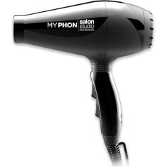 Salon Studio Professional - MyPhon 2000 W profesionāls matu žāvētājs - matu fēns ar 2 ātruma un 3 temperatūras līmeņiem - melna krāsa