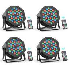 Rtktoup 4 x 36 LED Par Lights, RGB skatuves gaismas, DMX disko gaismas ar tālvadības pulti, efekta prožektori ar skaņas aktivizēšanas kontroli, bāriem, kāzām, dzimšanas dienas svinībām, Helovīnam, Ziemassvētkiem