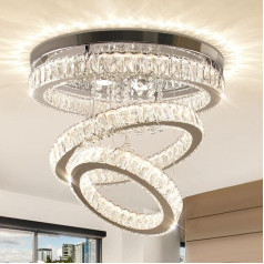 Finktonglan kristāla lustra Mūsdienu kristāla griestu gaisma LED Flush Mount Ring lustra guļamistabai ēdamistaba dzīvojamā istaba (mainīga krāsa)