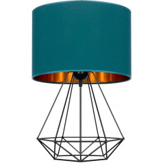 FKL DESIGN Home Deco Tischlampe - Nachttischlampe - Tischleuchte - Designerleuchte Leuchte für Schlafzimmer Wohnzimmer Büro - Moderne Lampe Schreibtischlampe aus Serie N230-N1 - (Türkis)