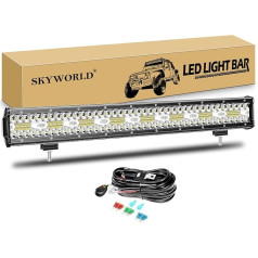 SKYWORLD LED darba gaismas josla 59 cm 480 W LED lukturis 12 V 24 V darba gaismas papildu lukturis ar vadu instalāciju automašīnai bezceļa traktoram, kravas automašīnai, kravas automašīnai, SUV, UTV, ATV