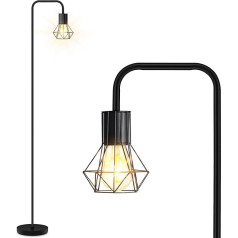 AUQUEE stāvlampa viesistabai un guļamistabai, moderna stāvlampa ar 6 W LED spuldzi, kājas poga, E27 ligzda, Vintage Industrial Retro metāla stāvlampa, birojam, lasīšanas lampa, stāvlampa, melna