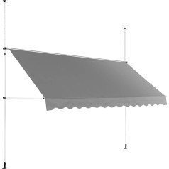 Manuāli ievelkama balkona terases nojume 350 x 120 cm - pelēka