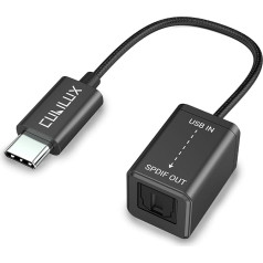 Cubilux USB C uz SPDIF raidītājs, vienvirziena C tipa optiskās audio izejas adapteris ar 192 kHz/24 bitu izšķirtspēju MacBook Pro/Air, klēpjdatoriem, datoriem