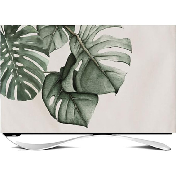 27-65 collu TV vāks, putekļu vāks, Eiropas stila TV ekrāna aizsargs, putekļu aizsargs LCD LED televizoriem, TV putekļu vāks ar izliektu formu, audums (krāsa: Monstera 2, izmērs: 65 collas)