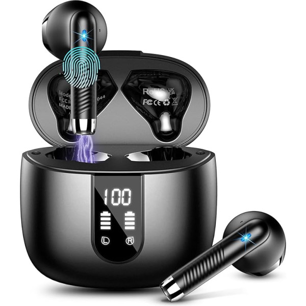 Bluetooth austiņas, In-Ear austiņas, bezvadu Bluetooth 5.3 bezvadu austiņas ar 4 mikrofoniem, 2023 ENC trokšņu slāpēšanas bezvadu austiņas, 48H dziļi basi, IP7 ūdensizturīgas austiņas, LED displejs, USB-C