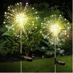 Moautodc LE002 Saules apgaismojums āra dārzam: Saules gaisma, 120 LED uguņošanas ierīces, saules spraudnis, saules spraudnis, dārza gaismas IP65 Saules gaismas, terases zāliena svētku rotājumi (8), saules baterijas, saules baterijas, saules bater