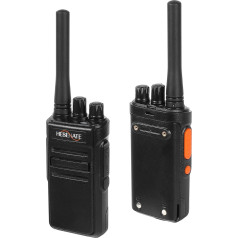 HESENATE HT66 Walkie Talkie, PMR446 radio, bez autoratlīdzības, liela darbības rādiusa radio, profesionāls Woki Toki, 16 kanāli, Walky Talky rokas radio, skenēšanas VOX ar USB C lādētāju (melns, 2 gab.)