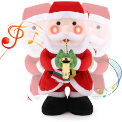 zerotop 12.2 Inch Santa Claus Cuddly Toys Plush Christmas Decoration Stuffed Toys Music LED Luminous Singing Dancing Plush Toys Plush Doll Toy Home Desktop Decoration Children Gift