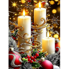 Lxmsja 5D Diamond Painting Christmas, Diamond Painting Christmas Candle Adults, Diamond Painting Pictures, Full DIY Diamond Art Painting Embroidery Set, Cross Stitch Pictures, Home Wall Decor, 30 x 40