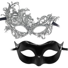 BOZILY Maskarādes balles maskas, mežģīņu masku pāris, maskarādes maskas pāriem, seksīga mežģīņu acu maska, Venēciešu ballīšu maskas, karnevāla, balles, Helovīna, ballīšu tērpu maskas, Helovīna tērpu maskas