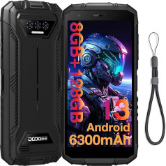 DOOGEE S41 Plus izturīgs viedtālrunis 2024, 8GB RAM + 128GB ROM/TF 1TB izturīgs tālrunis, 6300mAh mobilie tālruņi, 5,5 collu HD+ ekrāns Android 13 tālrunis, IP69 ūdensizturīgs tālrunis, atbloķēts