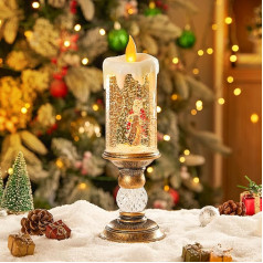 Warmiehomy Christmas Candle Snow Globe Christmas Decoration Flameless Glitter Lantern Water Spinner Battery Operated Snow Globe Candle for Christmas Table Decoration Table Decoration