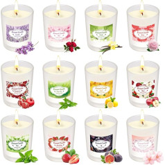 Candle Scented Candle in Glass, Christmas Scented Candle Gift Set of 12 Scented Candles for Women with 180 Hours Long Burning Time & Soy Wax Scented Candle Set, Small Gifts for Women, Birthday,