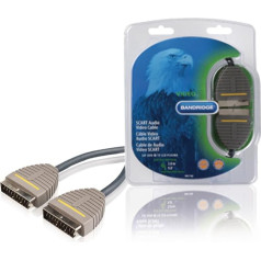 Bandridge Professionelles Scart-Audio-Video-Kabel, 100% sauerstofffreies Kupfer, 24 K Gold, 3 m