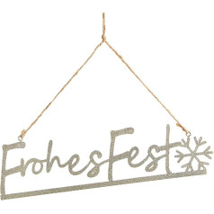 Logbuch-Verlag Ziemassvētku durvju zīme Merry Festival Christmas Decoration Welcome Sign Hanging Silver 25.5cm