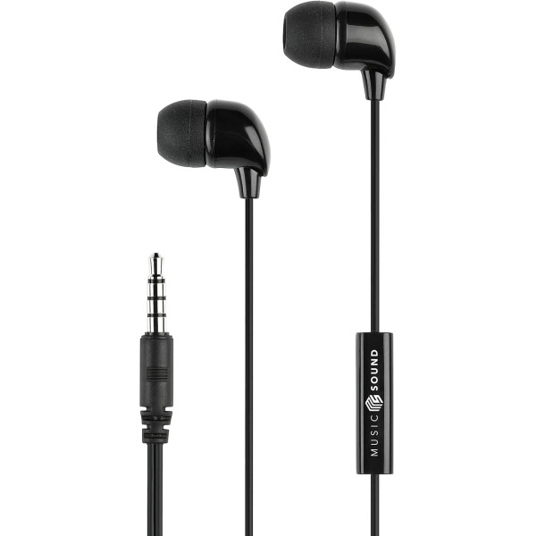 Music Sound | Vadu austiņas Fullcolor Intra-auriculaires | In-Ear Stereo austiņas ar kabeli un iebūvētu mikrofonu - 3,5 mm ligzda - 1,2 m kabelis pret sapīšanos - krāsa melna