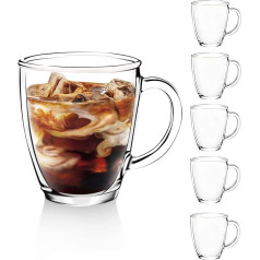 Design-Master [Pack of 6, 350 ml] - Latte Macchiato glāzes ar rokturi, kafijas glāze/ tējas glāze, ilgi saglabā siltumu, lieliski piemērota Latte, Cappuccino, Americano, tējai un dzērieniem