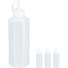 Relaxdays 16 x izspiedēj pudeles, 1000 ml, mērcēm, pudeles uzpildīšanai, izspiedēj pudeles, plastmasas, mērču pudeles, caurspīdīgas