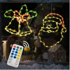 Pack of 2 Christmas Lights Window Colourful LED Fairy Lights with Timer & Remote Control, Christmas Decoration American Indoor, Christmas Decoration Illuminated Window Lighting Electric Window